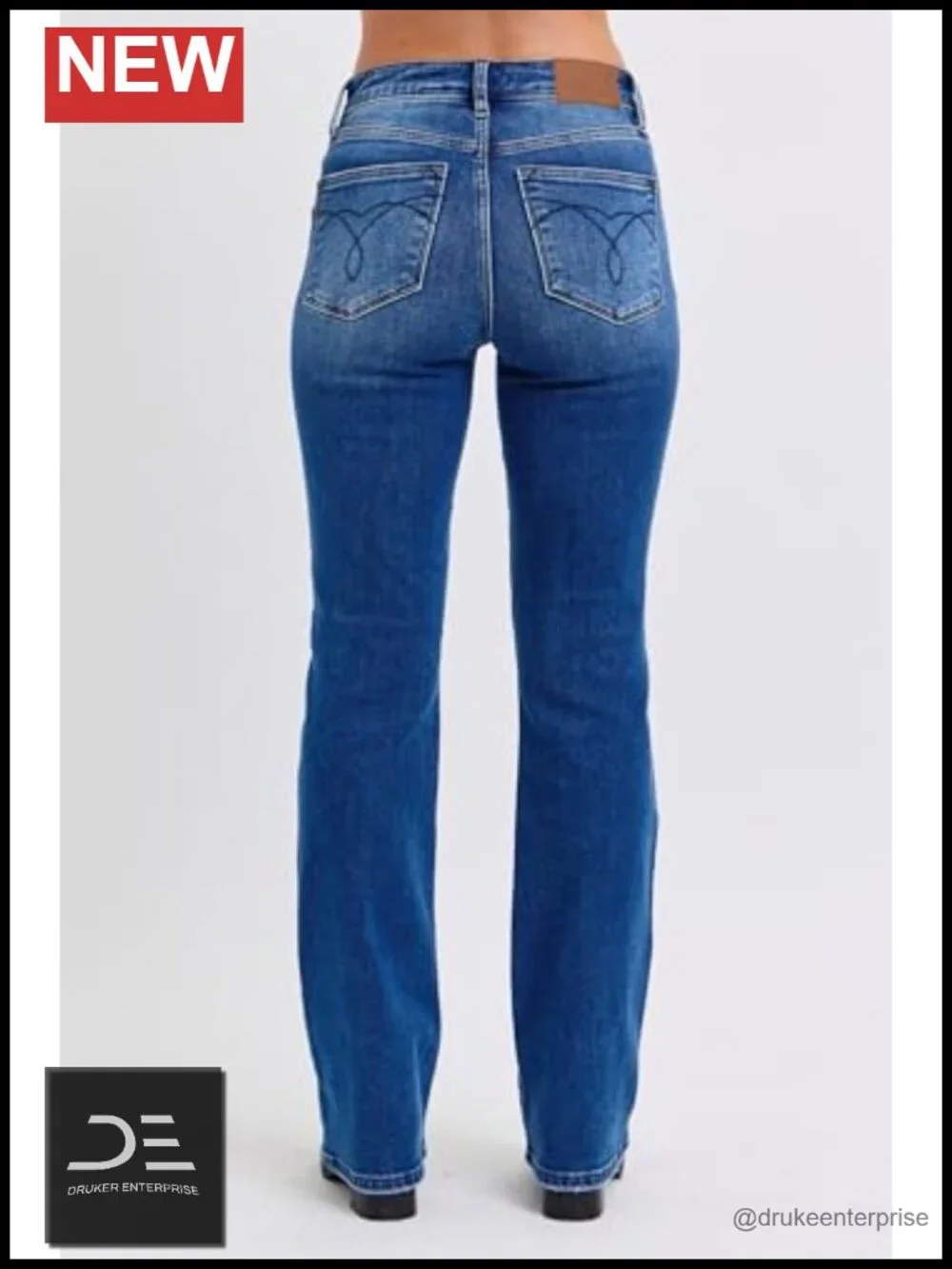 Mid Rise Bootcut Jeans Thermal Lined Cotton Stretch